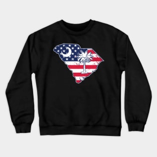 South Carolina Palmetto State - USA Flag Vintage Patriotic Design Crewneck Sweatshirt